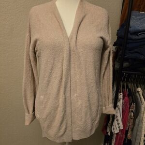 Barefoot Dreams Cozy Chic Lite Cream Cardigan Sweater Size Large